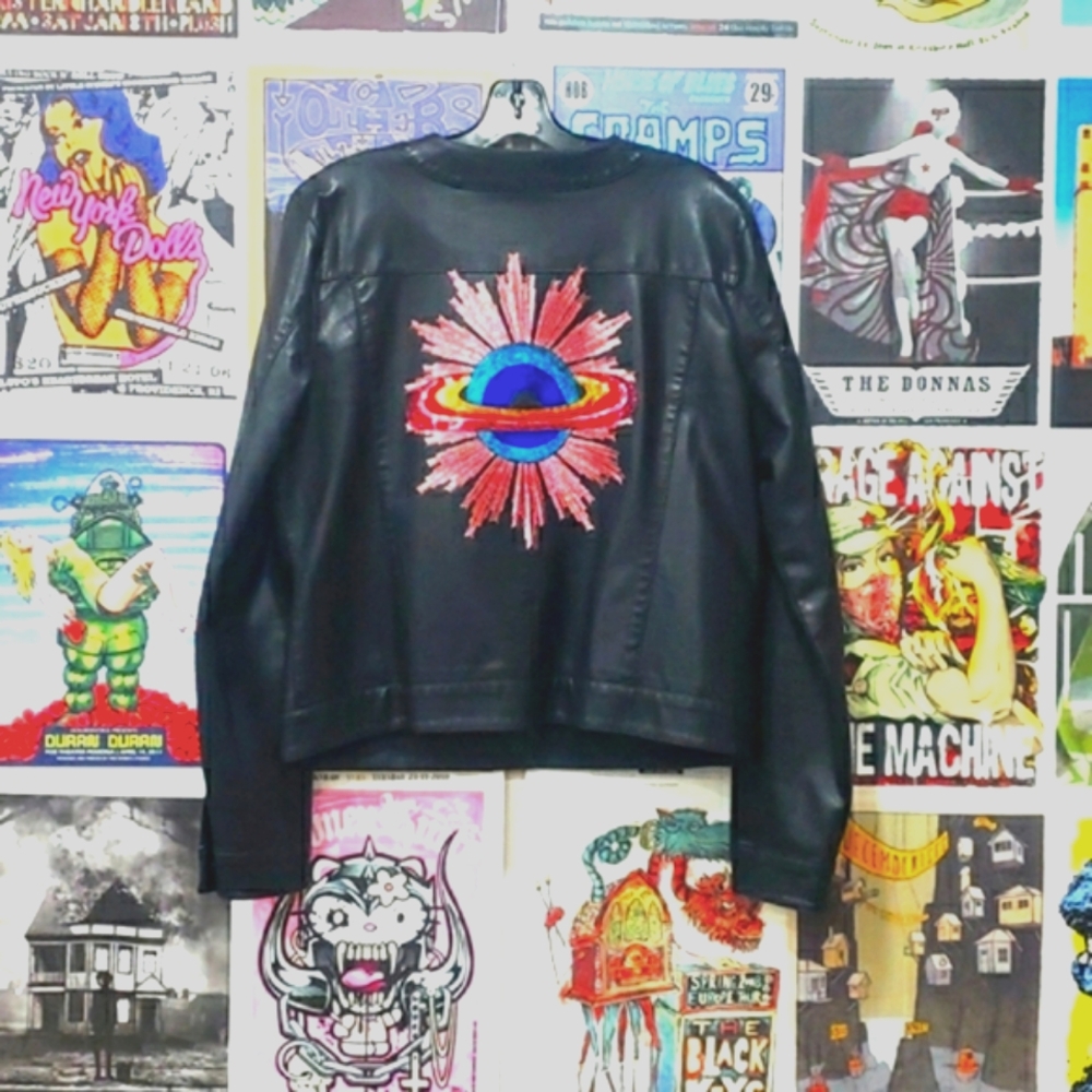 Faux Leather Upcycled 🖤🐈‍⬛ Bomber Jacket